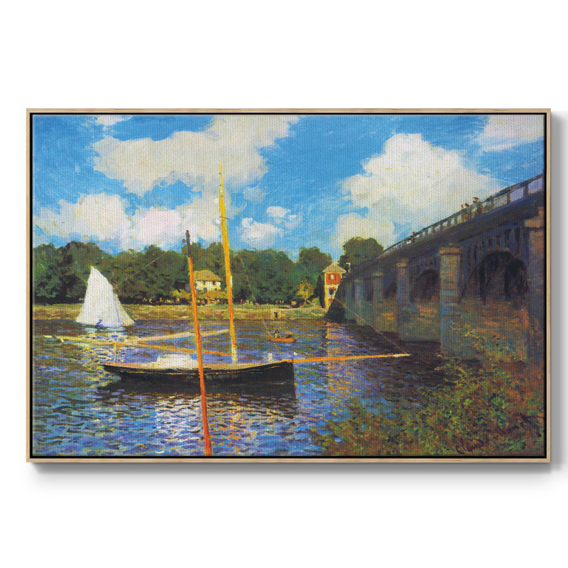 «The Road Bridge, Argenteuil» par Claude Monet - reproduction sur toile flottante, H 17 po x l 25 po x P 2 po, Bois naturel