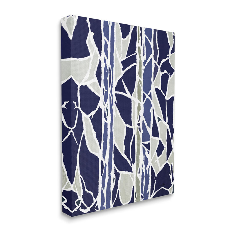 Indigo pierres mosaïque abstraite moderne en verre, Plaque murale, H 16 po x l 20 po