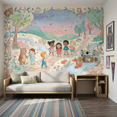 Woodland Animals Wallpaper Whimsical Children Wall Mural