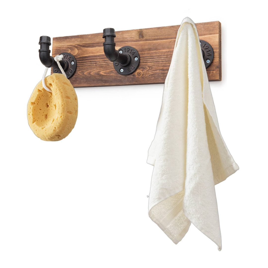 Wall Industrial Bathroom Towel Rope Hooks MyGift
