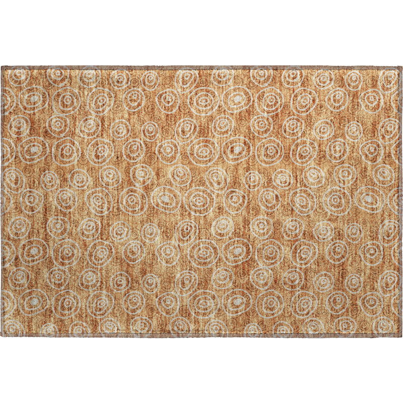 Premium Machine Washable Prisco Terracotta Rug, Rectangle 1'8" x 2'6"