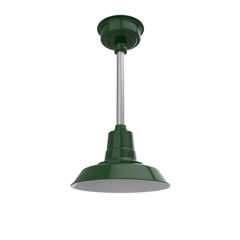 Luminaire suspendu en forme de dôme à 1 lumière DEL Haleigh, H 48 po x l 12 po x P 12 po, Vert rétro / argent galvanisé