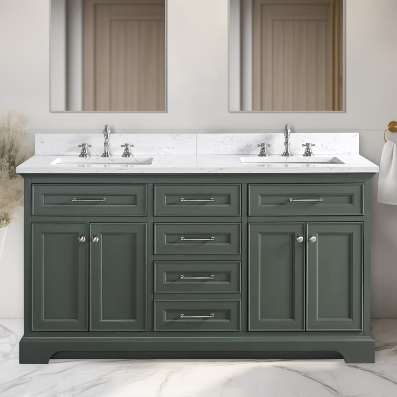 Aanayah 60" Double Bathroom Vanity Set, Vintage Green