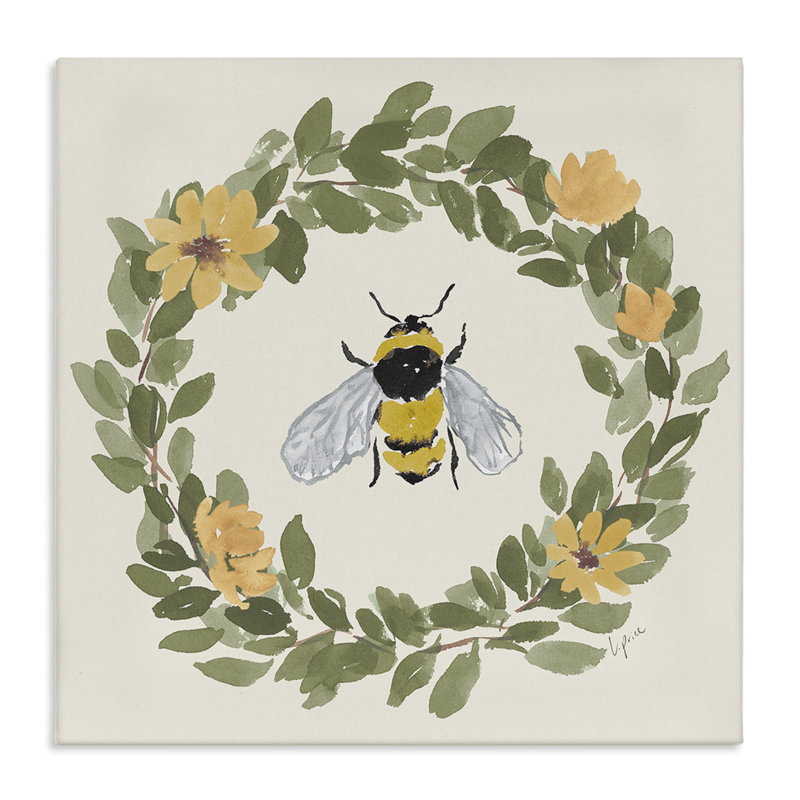 Bumble Bee Celebration Canvas Wall Art, design by Lucille Price, 17" H x 17" W