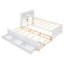 Lit plateforme simple avec tête de lit, ports USB, 3 tiroirs et lit gigogne simple, blanc-168542386-168542413