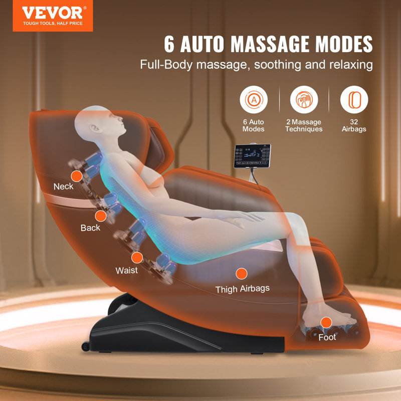 Fauteuil de massage - Fauteuil inclinable à gravité zéro avec modes automatiques, Shiatsu 3D, chauffage, haut-parleur Bluetooth, coussin gonflable, repose-pieds et écran tactile