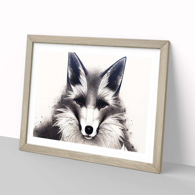 Edgy Fox - Single Picture Frame Print, 46cm H x 64cm W x 2cm D, Oak Frame