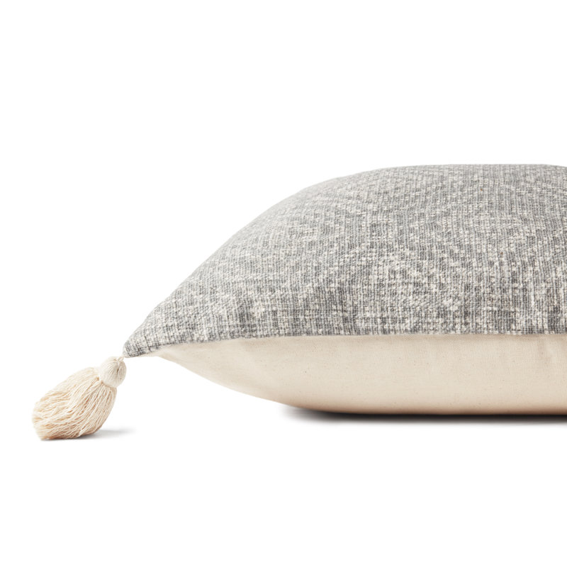  Coussin en coton Tribal, Gris clair, Duvet