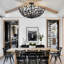 Plafonnier semi-encastré 6 lumières noir moderne Farmhouse