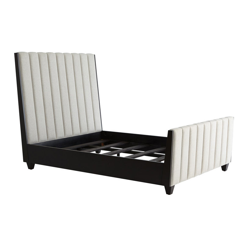 Channel Upholstered Bed, King, Light Gray
