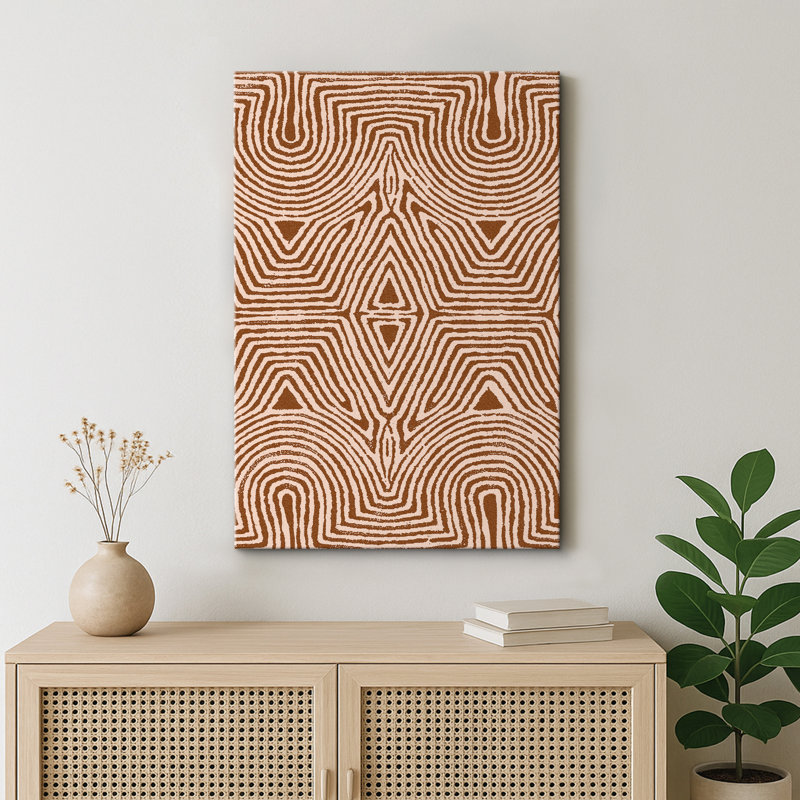 «Symmetric Triangle Tribal Print Geometric Shapes Modern Art Minimalist Dramatic Multicolor», reproduction d'art sur toile