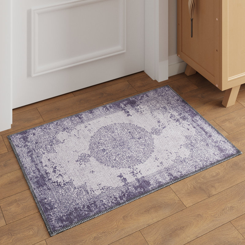 Zehorit Machine Washable Vintage Area Rug For Living Room, Hallway Runner, Entryway Rug, Rectangle 2' x 3'