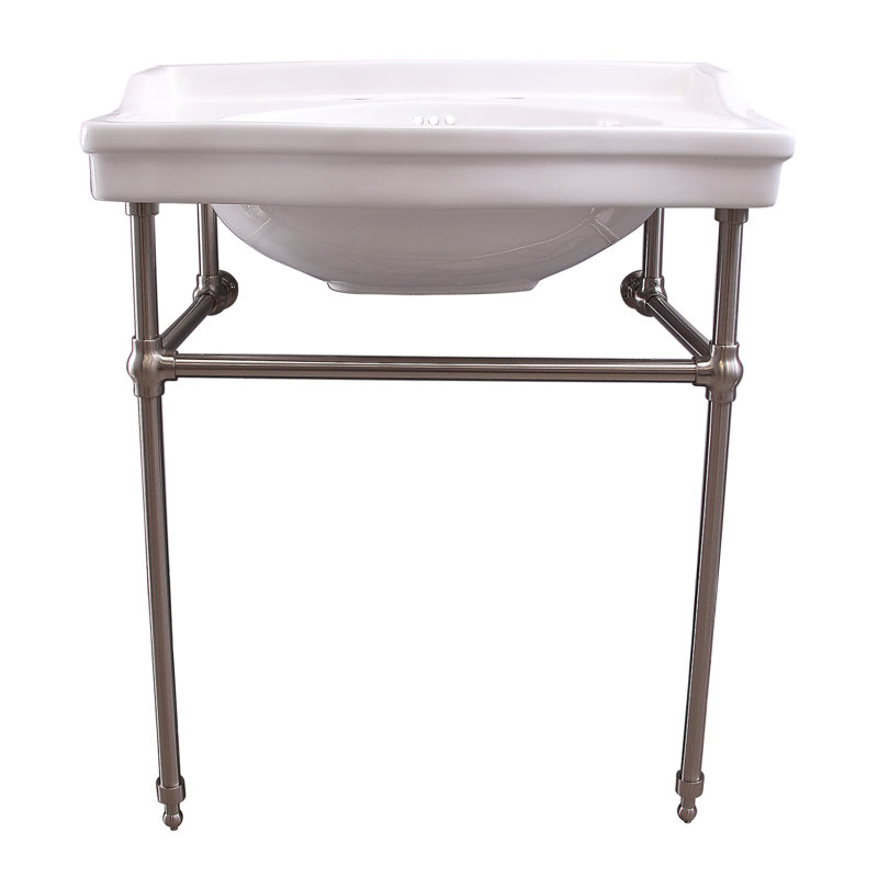 Lavabo de salle de bain console 24 po vitreux avec trop-plein cali
