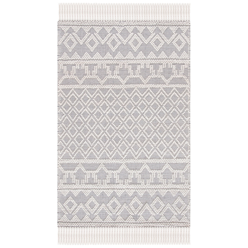 Mcguigan Natura Hand Loomed Wool/Cotton Southwestern Rug in Ivory/Gray, Rectangle 3' x 5'