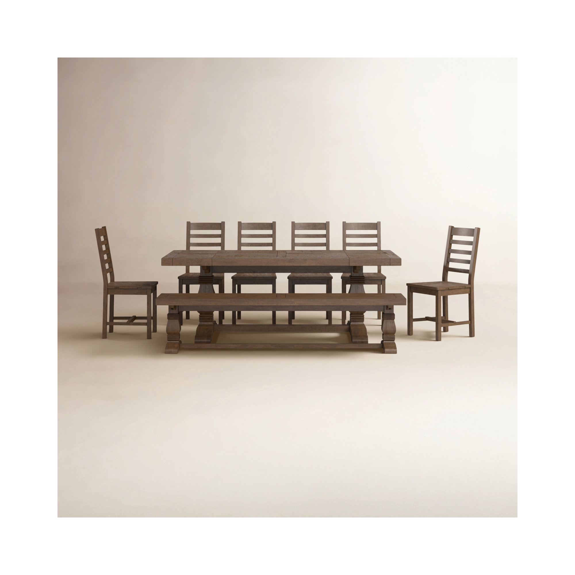 Kinston 10 - Person Solid Wood Double Pedestal Dining Set