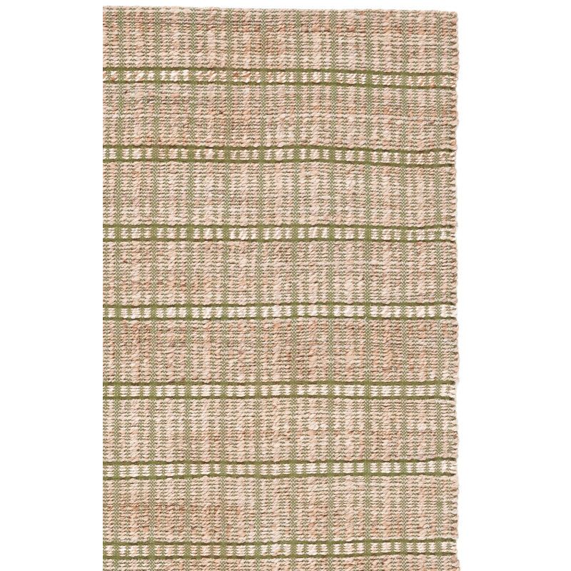 Sollars Striped Flatweave Green/Natural Area Rug, Rectangle 5' x 8'