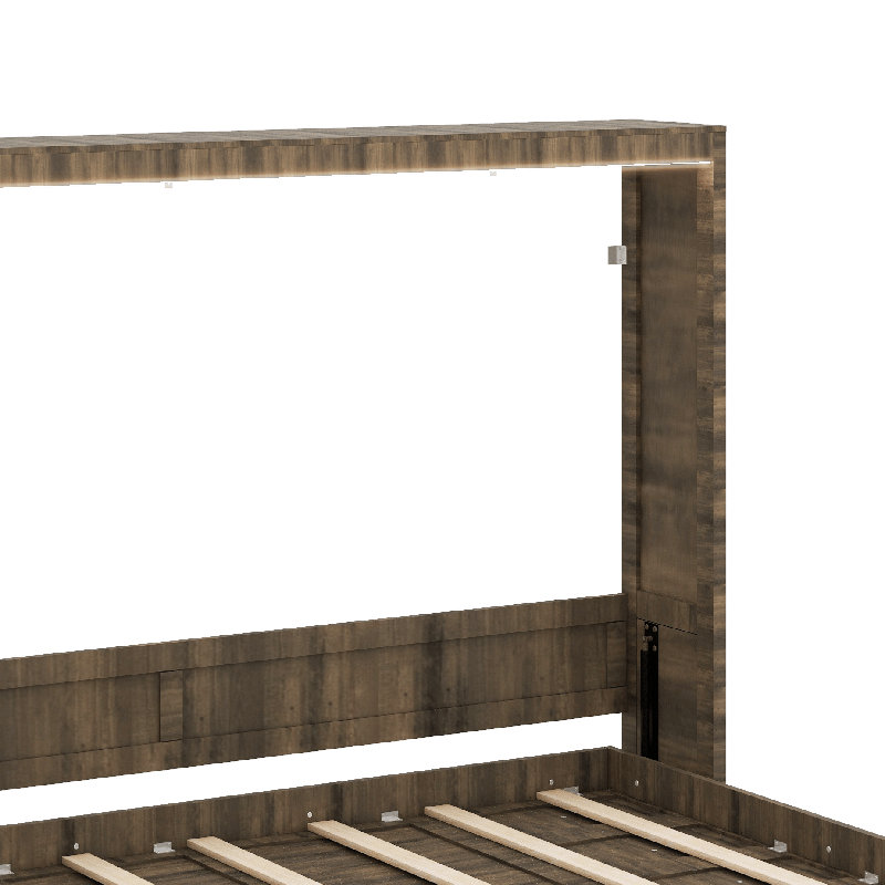 Armoire de lit escamotable avec lumière DEL, lit escamotable escamotable en bois Murphy, Brown