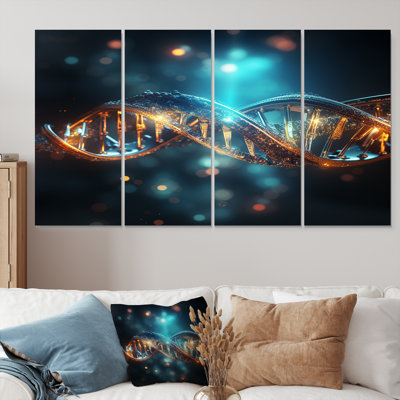 Sparkling Helix DNA - Abstract Wall Art 4 Piece