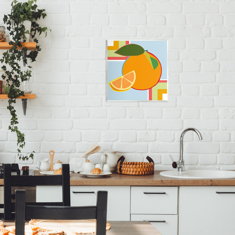 Plaque murale géométrique à fruits orange, design par Daniela Santiago