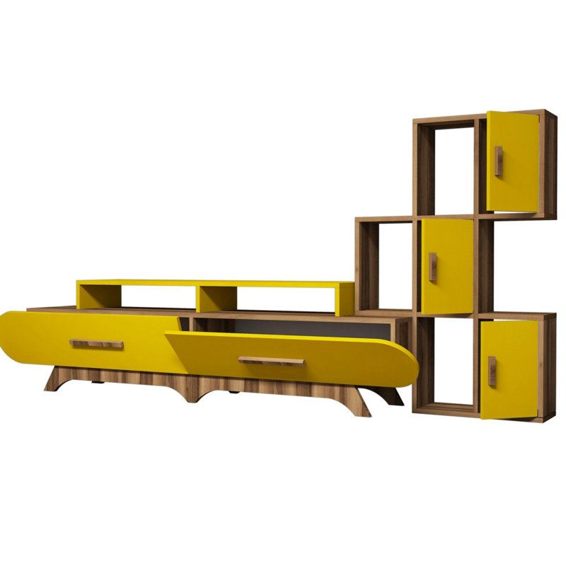 Alcesta Entertainment Centre for TVs up to 70", Walnut/Yellow