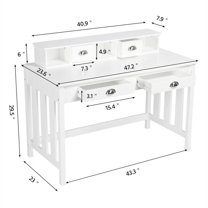 Solid Wood Base Writing Desk, 35.4" H x 47.2" W x 23.6" D