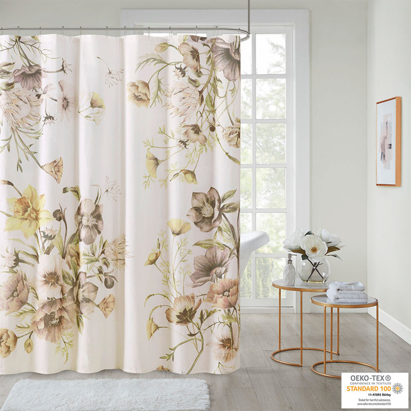 Rideau de douche en coton imprimé, Blush