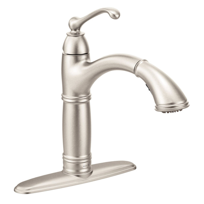 Brantford Pull Down Single Handle Kitchen Faucet with Accessories, Stainless
