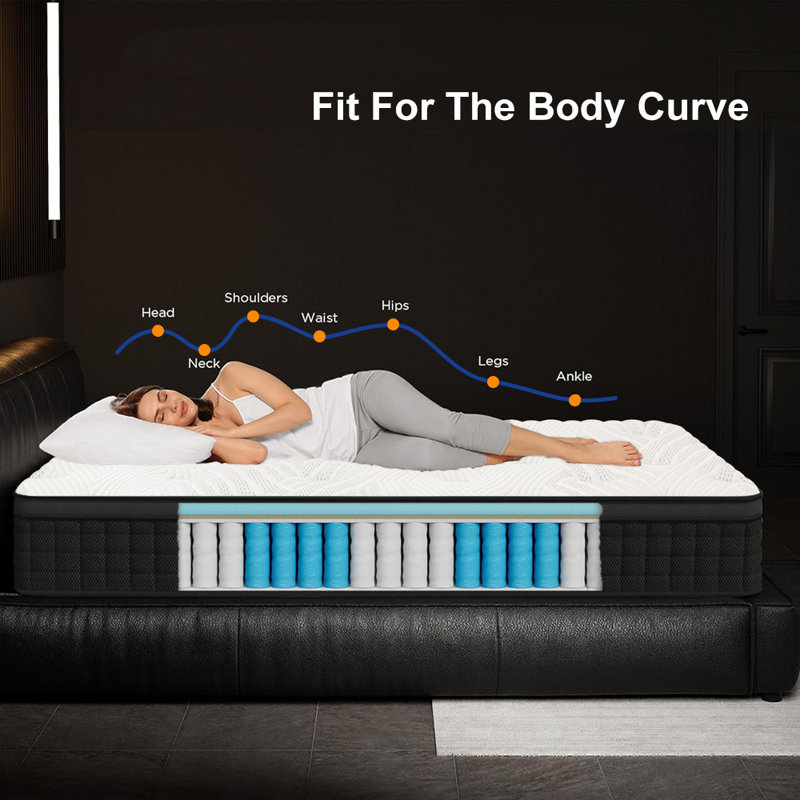 12 Inch Mattress Hybrid Mattress Euro Top With Gel Memory Foam Motion Isolation Individually Wrapped Pocket Coils Pressure Relief Mattress