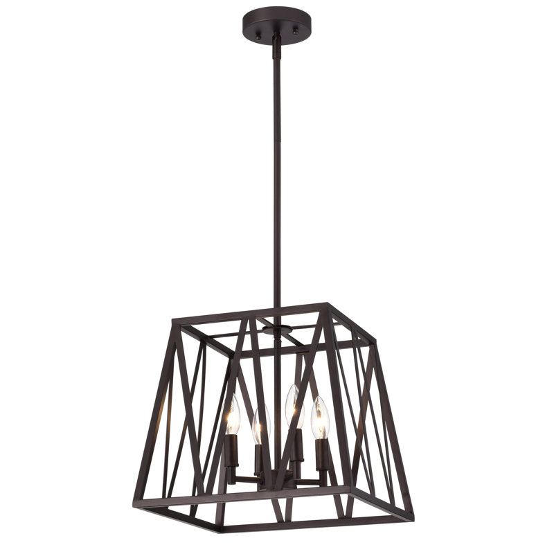 Hala 4 - Light Dimmable Lantern Square / Rectangle Chandelier, Oil Rubbed Bronze