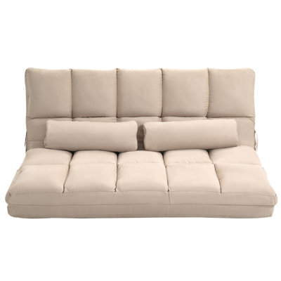 Kinta Full 51.25" Wide Suede Biscuit Back Convertible Sofa by Latitude Run