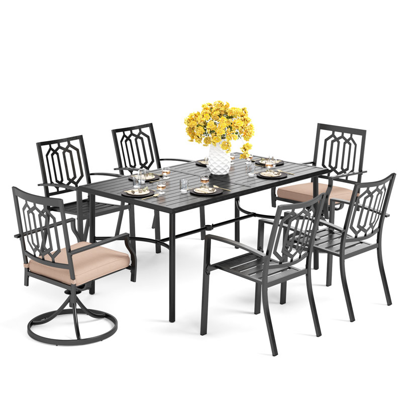 Salem 6 - Person Patio Dining Set with Rectangular Table , Cushions Included