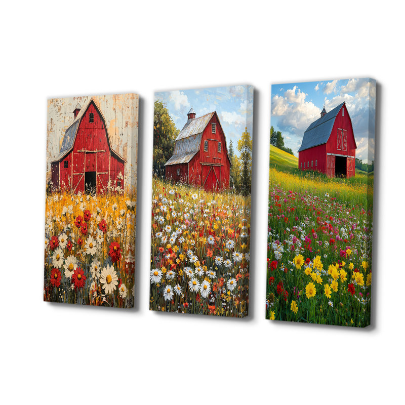Barnyard In Full Bloom I - Farm Wall Art Collection, H 28 po x l 36 po, Toile tendue, Ne s’applique pas