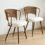Chaises de salle à manger en osier - ensemble 2 pièces - chaise de cuisine à dossier matelassé à dossier souple en canne, coussin en éponge, chaise à oreilles avec pieds en métal, convient à la maison et à la cuisine (brun foncé)