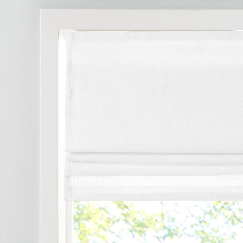 Store romain sans cordon 1 pièce en mélange de lin filtrant la lumière 34 x 64 po, blanc
