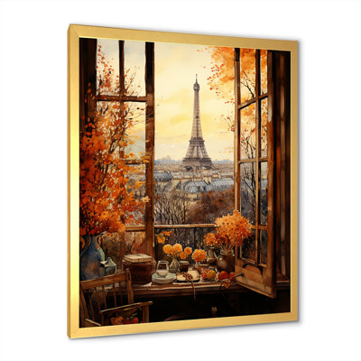 Rétro Paris fenêtre vue 2 - City Paris, art mural