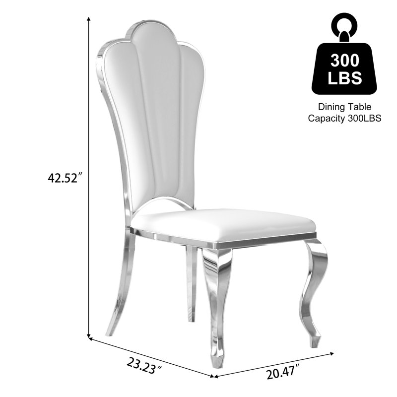 Chaise d'appoint rembourrée en similicuir, 4, Argent argent, Blanc