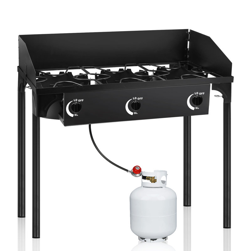 3 Burner Camping Stove with Windshield for Outdoor Cooking