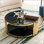 Table basse ronde à double couche en acier inoxydable avec plateau en verre trempé noir pour les salons modernes