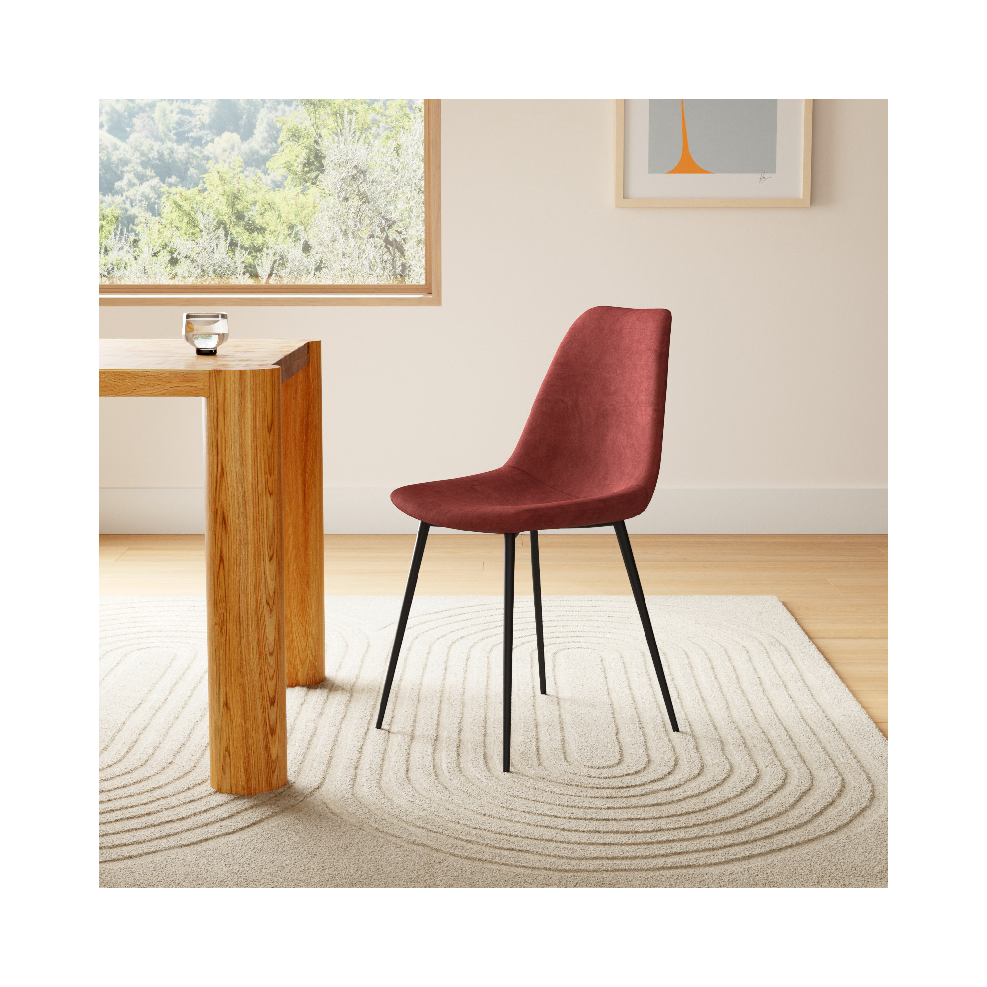 Kody Performance Velvet Dining Chair, Bella Claret Performance Velvet
