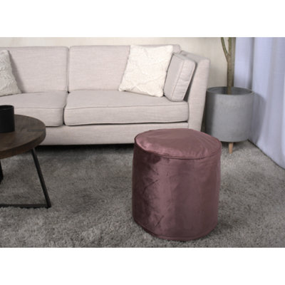 Pouf cylindrique rosé et coussin de sol, cube de 16 po, velours, capacité de poids de 200 lb, nettoyage des taches, intérieur des billes avec coussin de 16 po x 16 po x 16 po, coussin, limite de 200 lb, perles