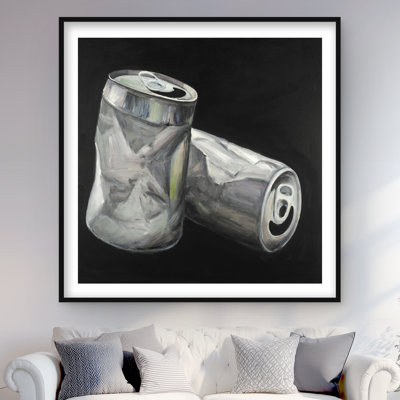 Empty Cans - Hyperrealist Still Life, reproduction d'art encadrée