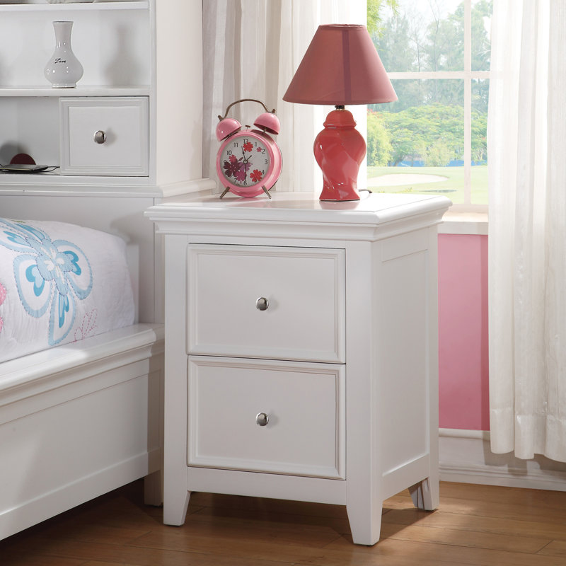 Table de chevet blanche 2 chambres en classe transitionnelle - pin en forme de charme