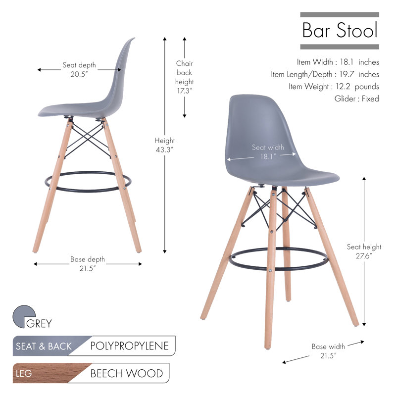 Tabouret de bar 27,6 po Azanae, gris