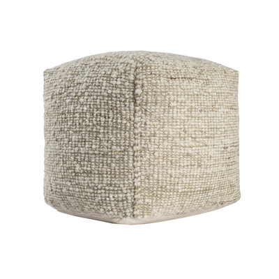 Savanna Farmhouse Distressed Hand-Woven Wool Blend Pouf Ottoman