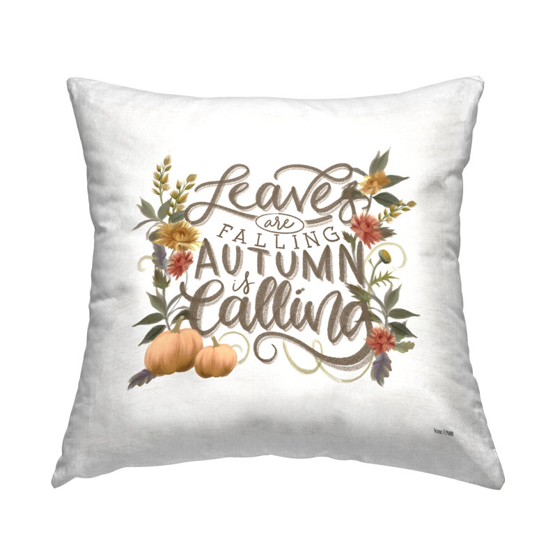 «Leaves Falling Autumn Calling», coussin décoratif imprimé par House Fenway