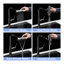 Robinet de cuisine rotatif à 360 ° Gunmetal noir, 4 modes de pulvérisation pour le rinçage quotidien, contrôle des éclaboussures, cartouche en céramique, complet, conception rétractable à hauteur totale de 14,25 pouces, fonctionnement, trousse d'installation,