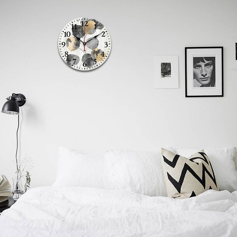 Fan Palm Leaf Decorative Wall Clock, 12" X 12"