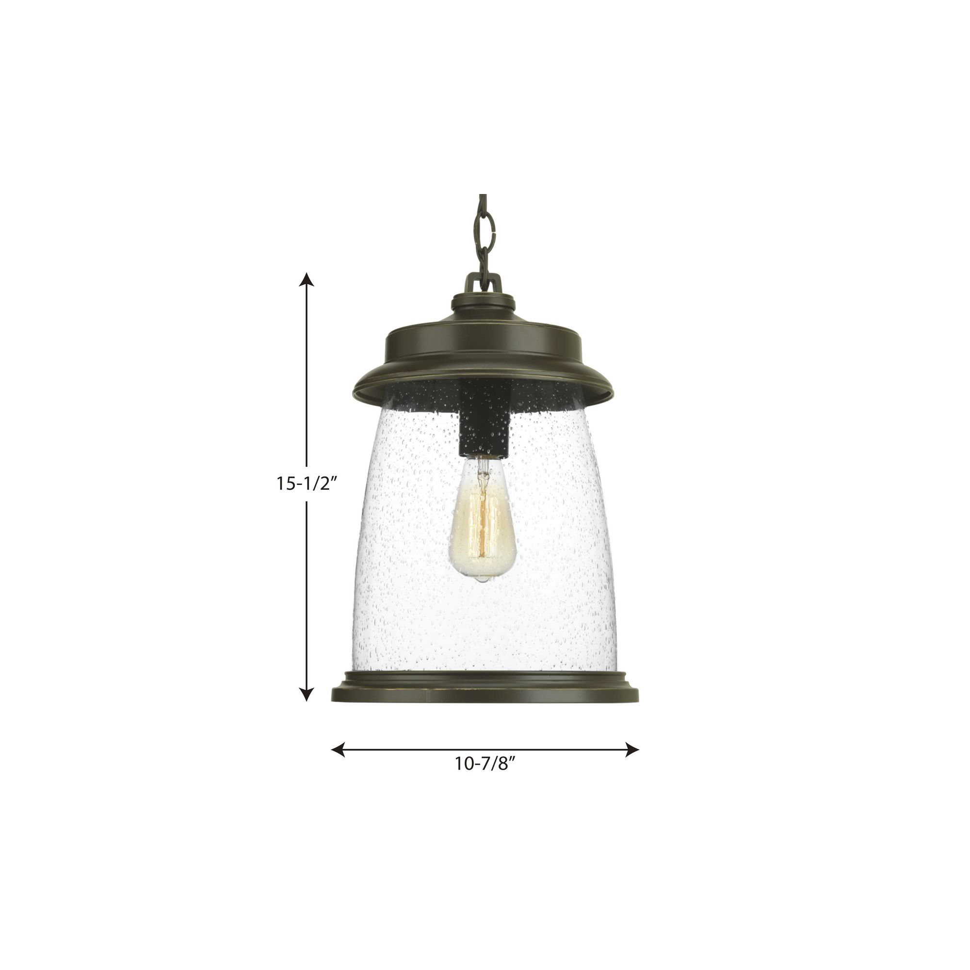 Seeded Outdoor Metal Hanging Lantern, Antique Bronze