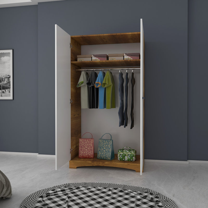 Armoire Miers, Brun foncé / blanc