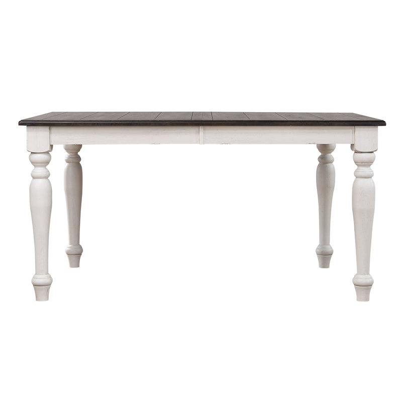 One Allium Way® Aggappora 60-78-96" Rectangle Expandable Dining Table | Removable Extending Leafs Seats 4-10 | Walnut Brown & Antique White Wood | Extendable Space-Saving Farmhouse Kitchen Furniture